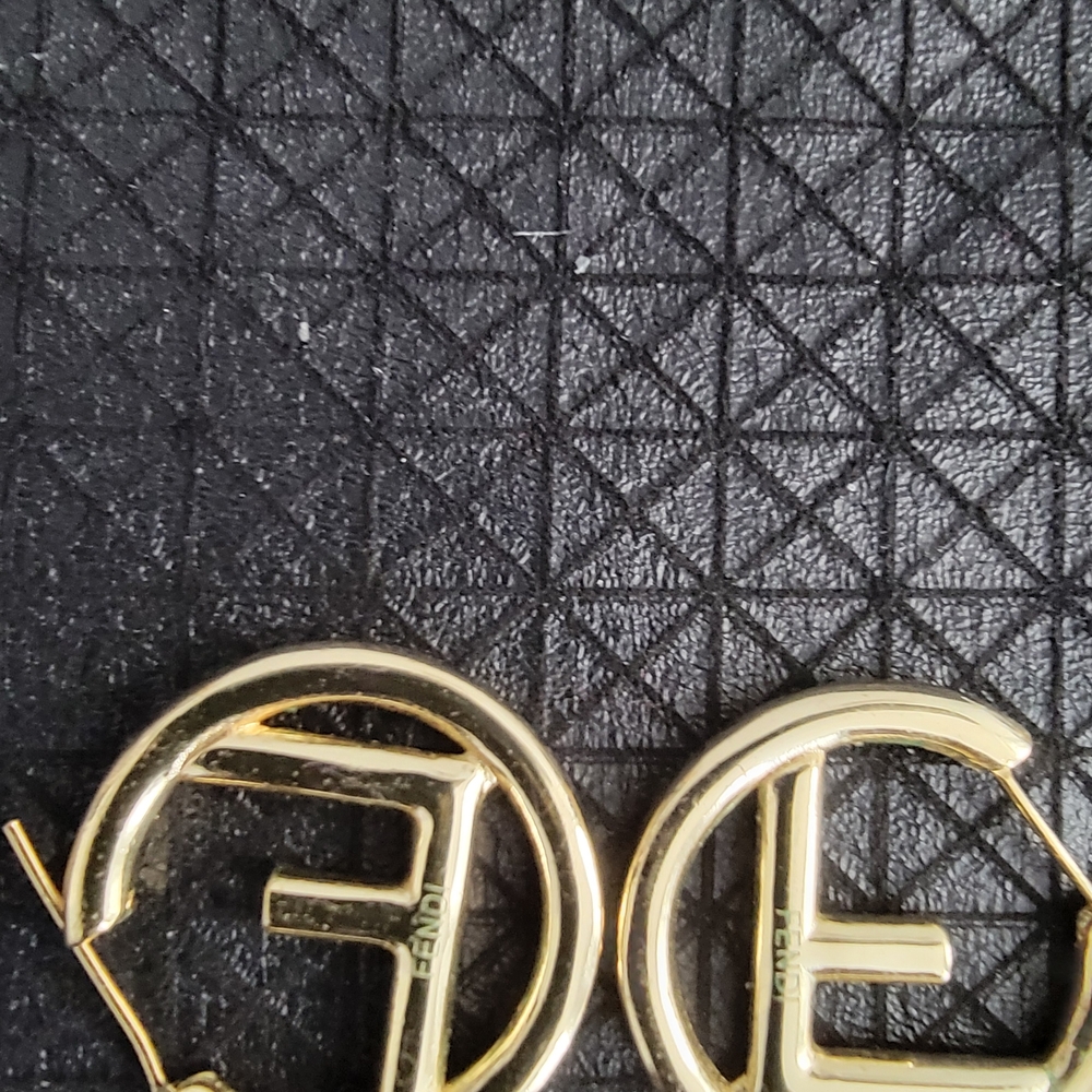 Fendi Gold Logo Hoop Earrings
